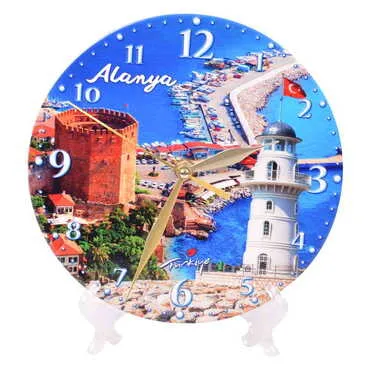 Alanya Themed Ceramic Wall Clock 20 Cm - 7