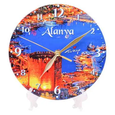Alanya Themed Ceramic Wall Clock 20 Cm - 8