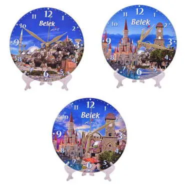 Toptan Belek Temalı 20 Cm.serami̇k Saat Parlak  - 2