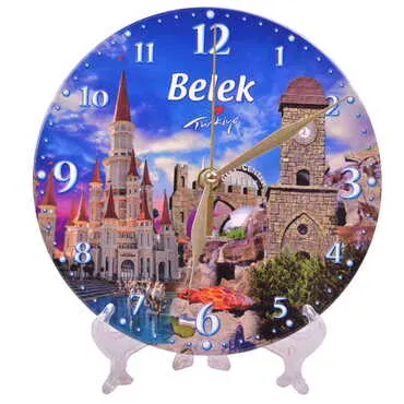 Toptan Belek Temalı 20 Cm.serami̇k Saat Parlak  - 3