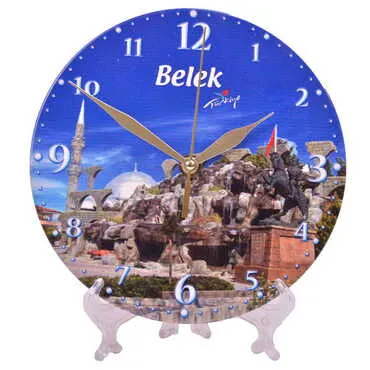 Toptan Belek Temalı 20 Cm.serami̇k Saat Parlak  - 5