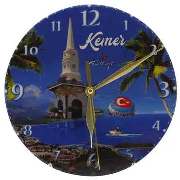 Kemer Themed Ceramic Wall Clock 20 Cm - 4