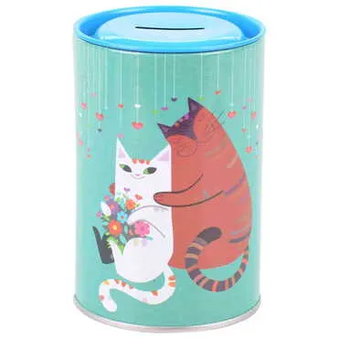 Toptan Kedi Temalı Myros Metal Kumbara 83x83x125 mm - 4