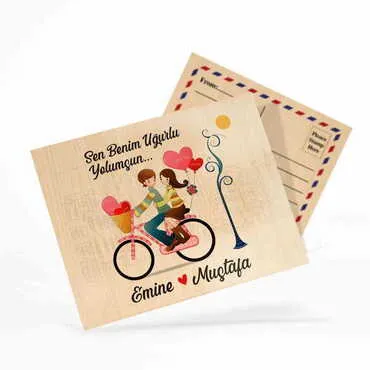 Sweetheart Themed Wooden UV Printed Travel Postcard 116x150 mm - 5