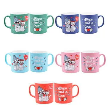 Toptan Kedi Temalı Seramik Renkli Kupa - 5