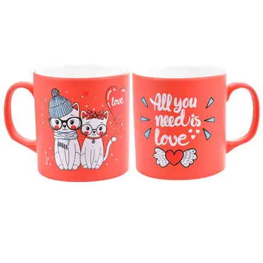 Toptan Kedi Temalı Seramik Renkli Kupa - 7