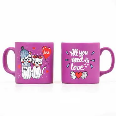 Toptan Kedi Temalı Seramik Renkli Kupa - 11