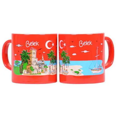 Toptan Belek Temalı Seramik Renkli Baskılı Kupa 82x90 mm - 4