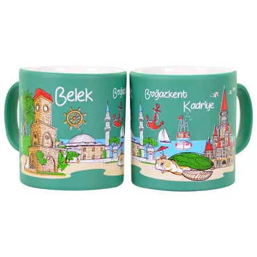 Toptan Belek Temalı Seramik Renkli Baskılı Kupa 82x90 mm - 7