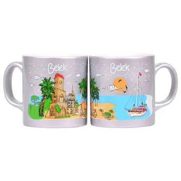 Toptan Belek Temalı Seramik Renkli Baskılı Kupa 82x90 mm - 8