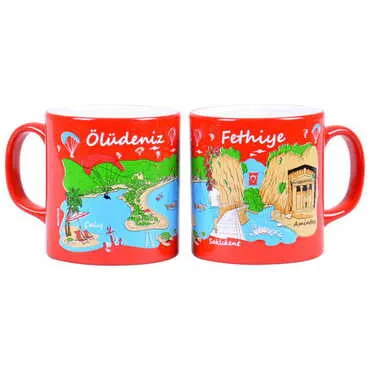 Fethiye Region Themed Customised Serigraphy Printed Ceramic Mug 82x90 mm - 4