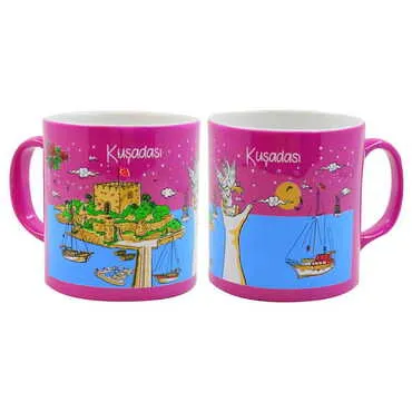 Toptan Kuşadası Temalı Seramik Renkli Baskılı Kupa 82x90 mm - 8