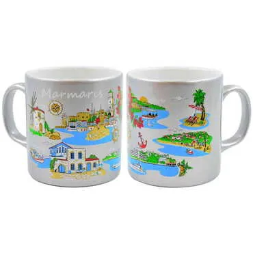 Toptan Marmaris Bölgesi Temalı Seramik Renkli Baskılı Kupa 82x90 mm - 11