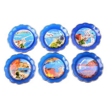 Alanya Themed Epoxy Dome Plate Shaped Souvenir Fridge Magnet 73 mm - 3