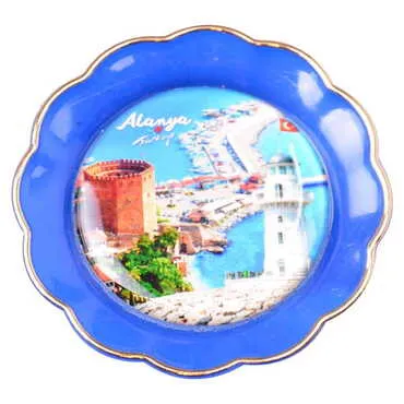 Alanya Themed Epoxy Dome Plate Shaped Souvenir Fridge Magnet 73 mm - 4