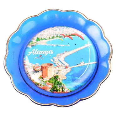 Alanya Themed Epoxy Dome Plate Shaped Souvenir Fridge Magnet 73 mm - 5