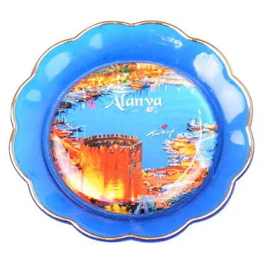 Alanya Themed Epoxy Dome Plate Shaped Souvenir Fridge Magnet 73 mm - 6