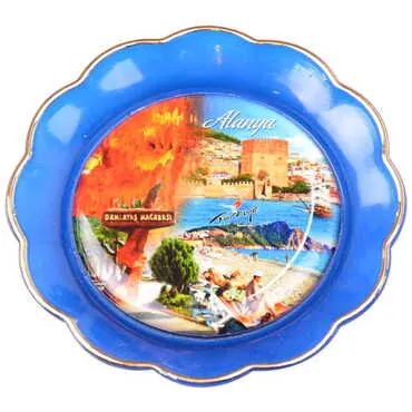 Alanya Themed Epoxy Dome Plate Shaped Souvenir Fridge Magnet 73 mm - 7