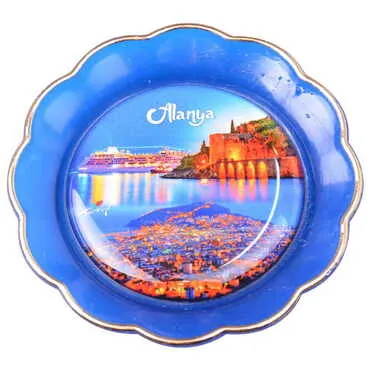 Alanya Themed Epoxy Dome Plate Shaped Souvenir Fridge Magnet 73 mm - 8