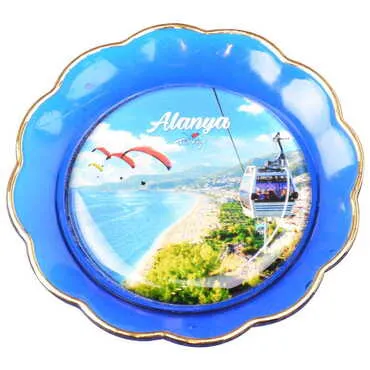 Alanya Themed Epoxy Dome Plate Shaped Souvenir Fridge Magnet 73 mm - 9