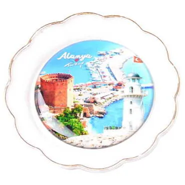 Alanya Themed Epoxy Dome Plate Shaped Souvenir Fridge Magnet 73 mm - 11
