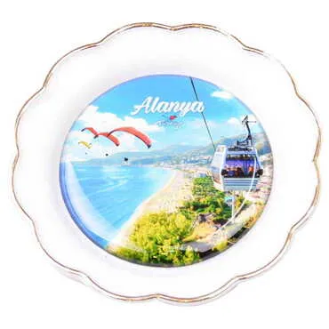 Alanya Themed Epoxy Dome Plate Shaped Souvenir Fridge Magnet 73 mm - 12