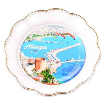 Alanya Themed Epoxy Dome Plate Shaped Souvenir Fridge Magnet 73 mm - 13