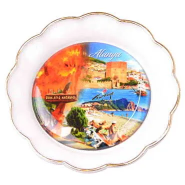 Alanya Themed Epoxy Dome Plate Shaped Souvenir Fridge Magnet 73 mm - 14
