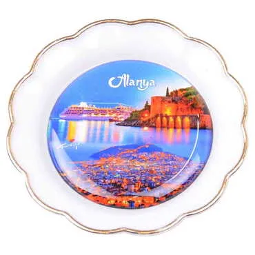 Alanya Themed Epoxy Dome Plate Shaped Souvenir Fridge Magnet 73 mm - 15