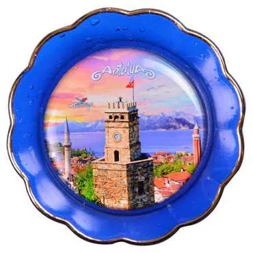 Toptan Antalya Temalı Myros Tabak Magnet 73 mm - 24
