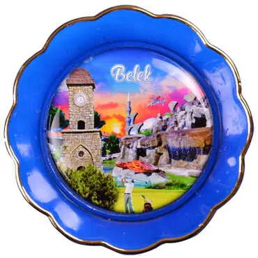 Belek Themed Epoxy Dome Plate Shaped Souvenir Fridge Magnet 73 mm - 11
