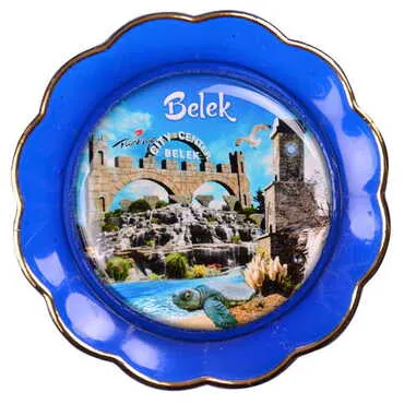 Belek Themed Epoxy Dome Plate Shaped Souvenir Fridge Magnet 73 mm - 15