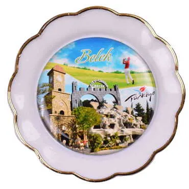 Belek Themed Epoxy Dome Plate Shaped Souvenir Fridge Magnet 73 mm - 16