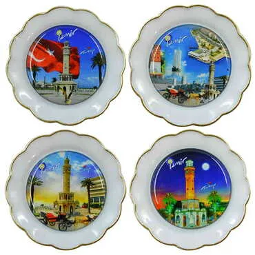 Izmir Themed Epoxy Dome Plate Shaped Souvenir Fridge Magnet 73 mm - 4