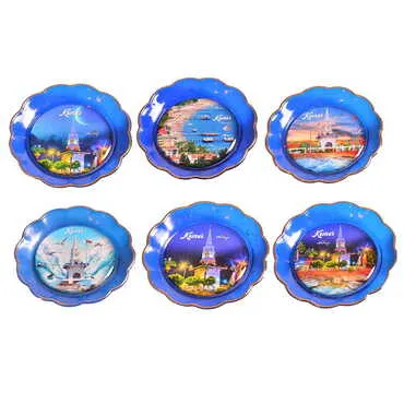 Kemer Themed Epoxy Dome Plate Shaped Souvenir Fridge Magnet 73 mm - 3
