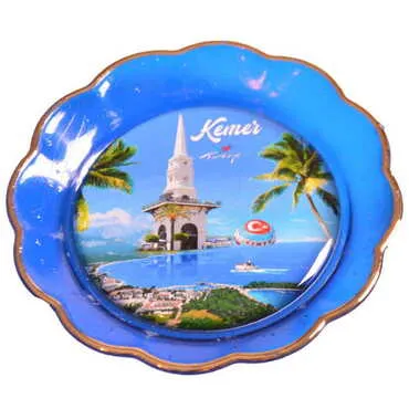 Kemer Themed Epoxy Dome Plate Shaped Souvenir Fridge Magnet 73 mm - 6