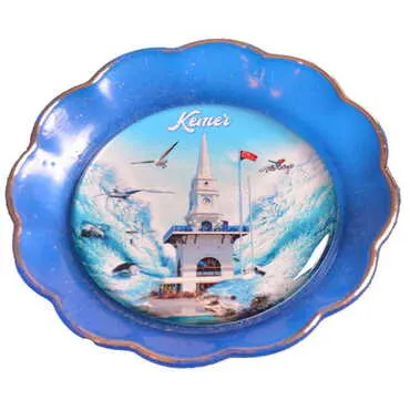 Kemer Themed Epoxy Dome Plate Shaped Souvenir Fridge Magnet 73 mm - 10