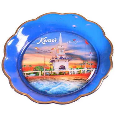 Kemer Themed Epoxy Dome Plate Shaped Souvenir Fridge Magnet 73 mm - 11