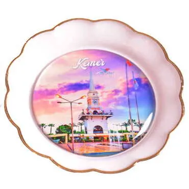 Kemer Themed Epoxy Dome Plate Shaped Souvenir Fridge Magnet 73 mm - 18