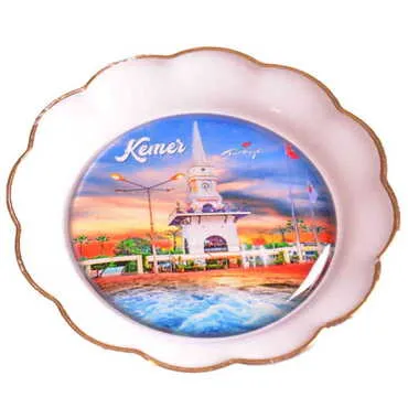 Kemer Themed Epoxy Dome Plate Shaped Souvenir Fridge Magnet 73 mm - 20