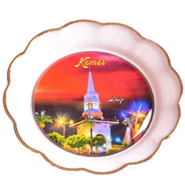 Kemer Themed Epoxy Dome Plate Shaped Souvenir Fridge Magnet 73 mm - 23