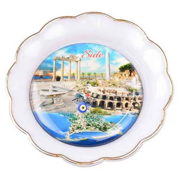 Side Themed Epoxy Dome Plate Shaped Souvenir Fridge Magnet 73 mm - 13