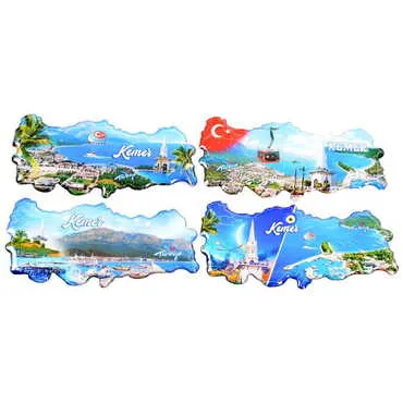 Kemer Themed Epoxy Dome Turkey Map Shaped Souvenir Fridge Magnet - 2