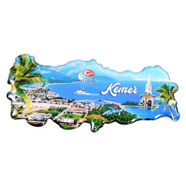 Kemer Themed Epoxy Dome Turkey Map Shaped Souvenir Fridge Magnet - 3