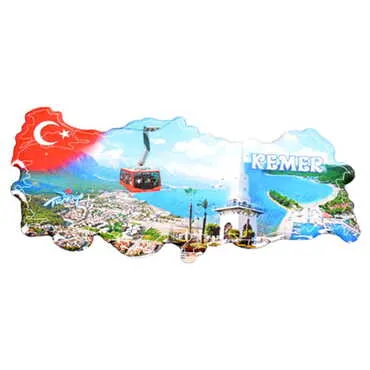 Kemer Themed Epoxy Dome Turkey Map Shaped Souvenir Fridge Magnet - 4