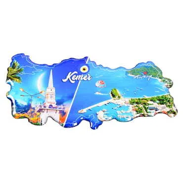 Kemer Themed Epoxy Dome Turkey Map Shaped Souvenir Fridge Magnet - 5