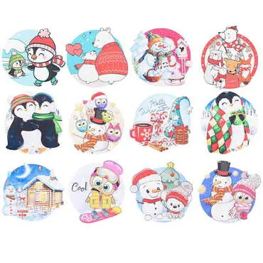 Christmas Themed Wooden Customised Round Travel Coaster 100 mm - 3