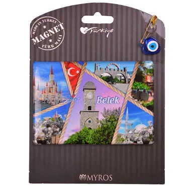 Belek Themed Epoxy Dome Backing Card Souvenir Fridge Magnet - 13