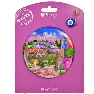 Belek Themed Epoxy Dome Backing Card Souvenir Fridge Magnet - 21