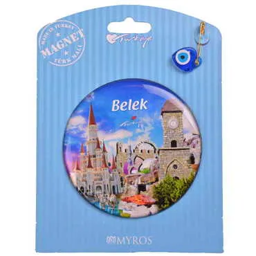 Belek Themed Epoxy Dome Backing Card Souvenir Fridge Magnet - 23